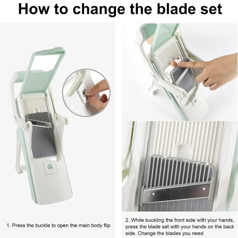 New in box! Safe Multi Blade Mandoline Food Slicer Vegetable chopper Teal